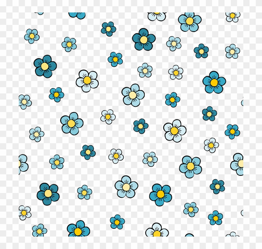 Floral Pattern Seamless Endless Flowers Blue - Cartoon Clipart