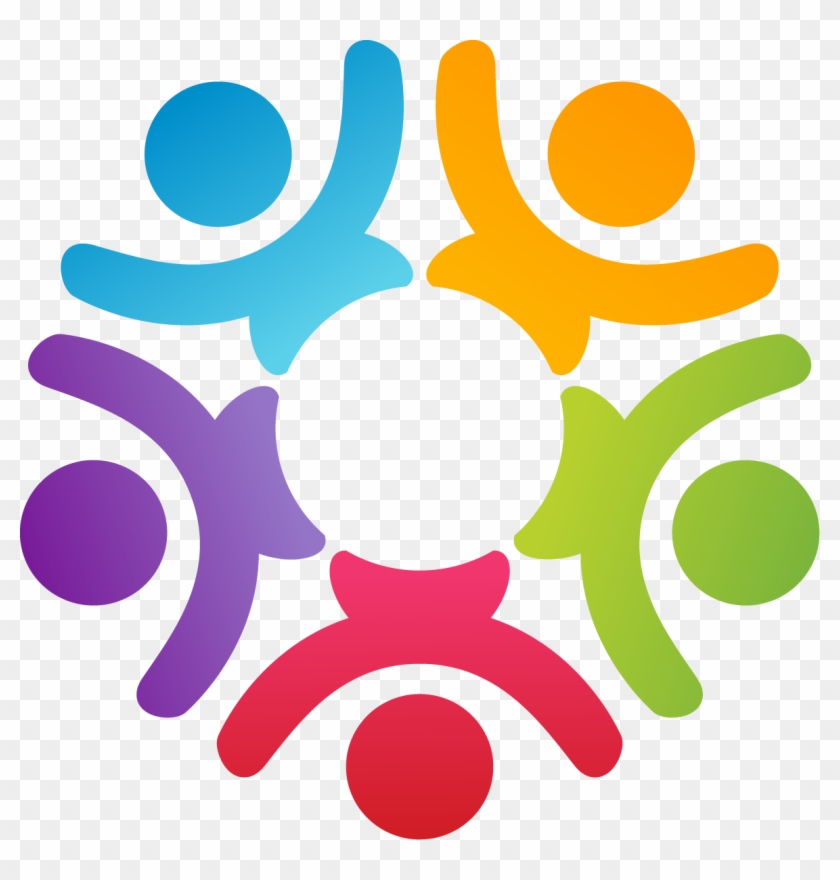 Teamwork Concept People Symbol Vector Logo Template - Stick Figures In Circle Clipart
