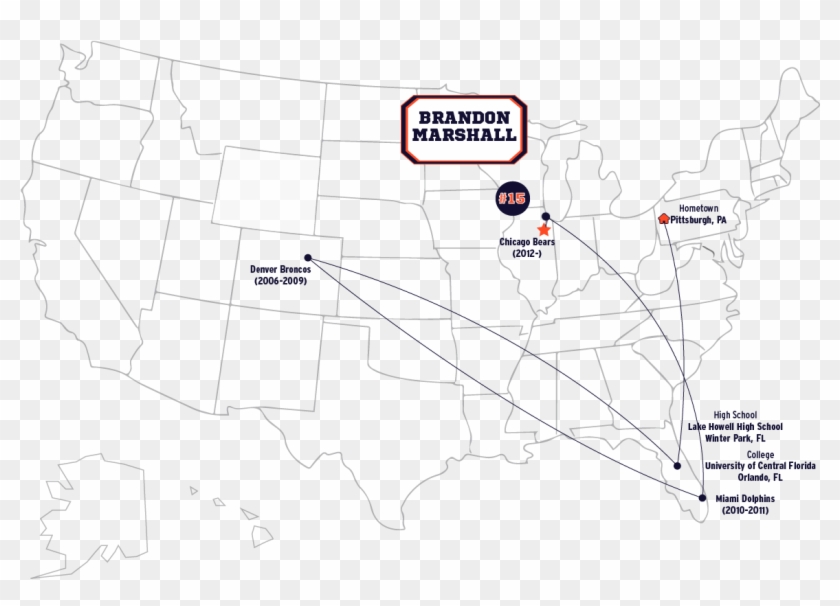 Road To The Chicago Bears For Brandon Marshall - Map Clipart #4975102