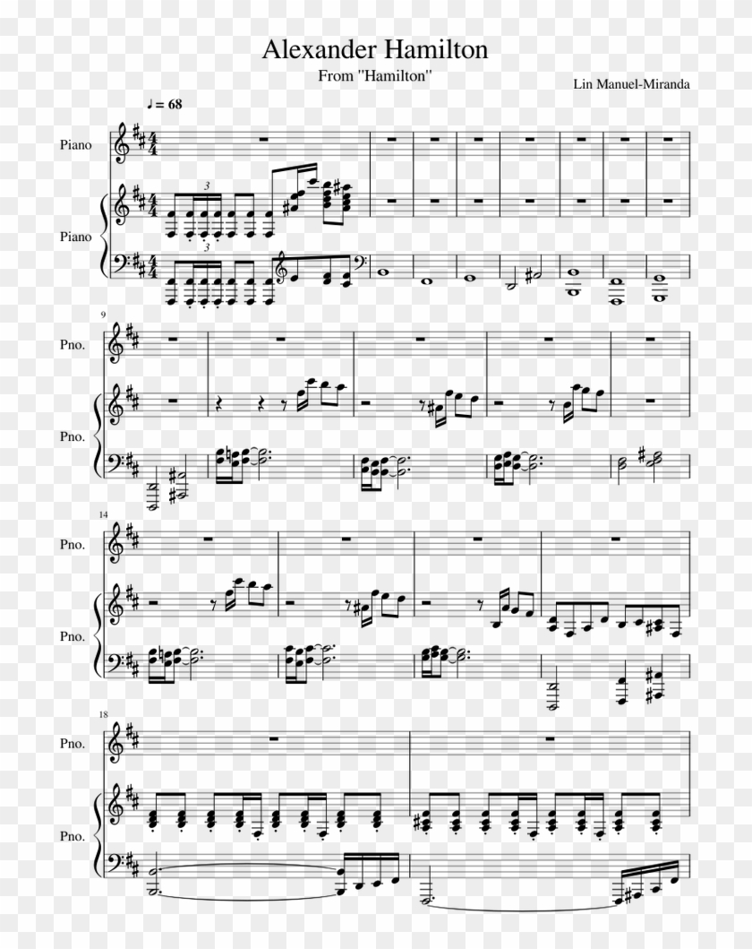 Alexander Hamilton - Alexander Hamilton Sheet Music Pdf Clipart #4977436