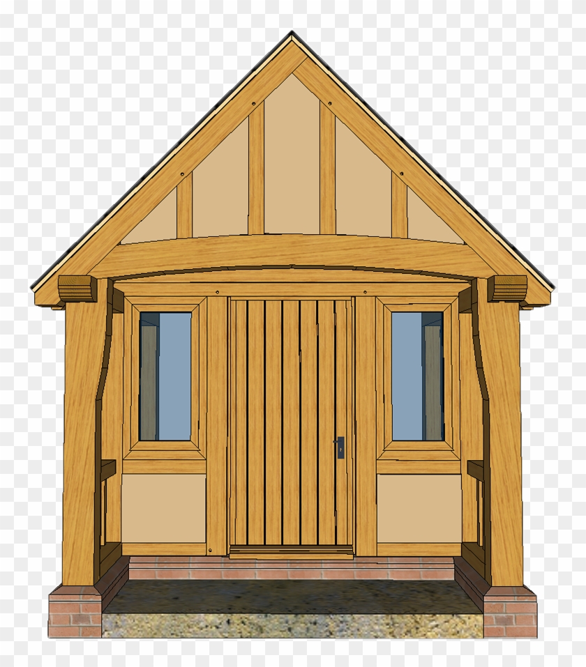 3d Front Of Large Oak Porch With Jowl Posts - Oak Jowl Post Clipart #4979551