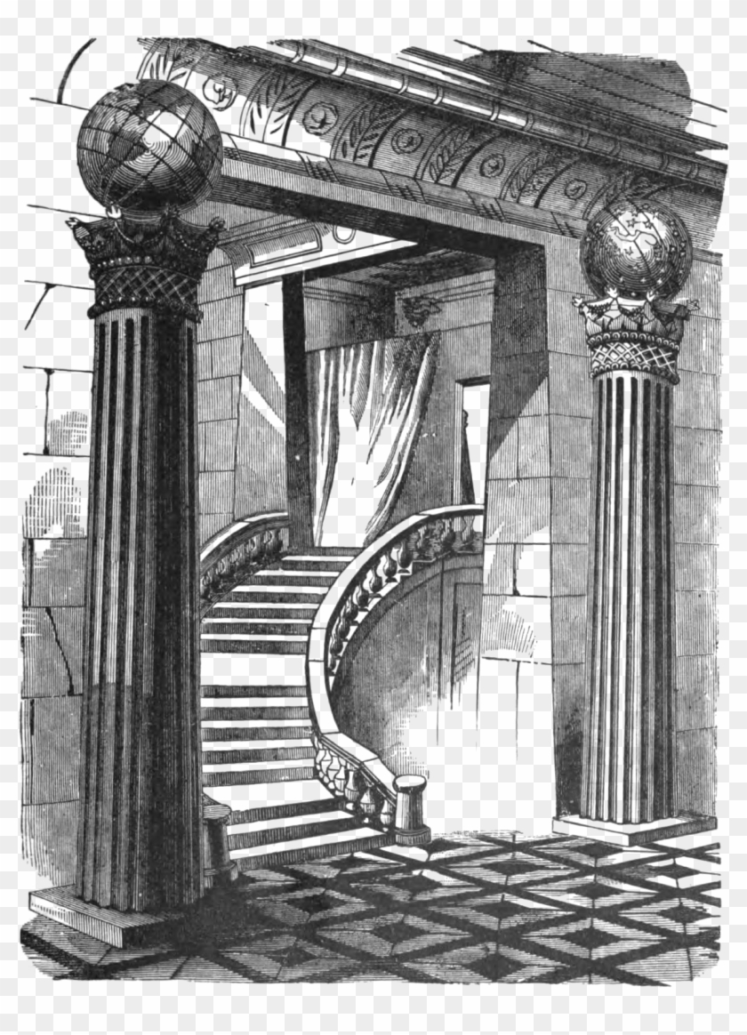 Manual Of The Lodge P34 - Porch Of The Temple With Winding Stairs Clipart #4979670