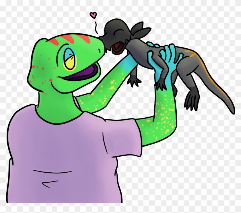 Niss, A Gold Dust Day Gecko Girl, Nosebooping Her Lil' - Cartoon Clipart