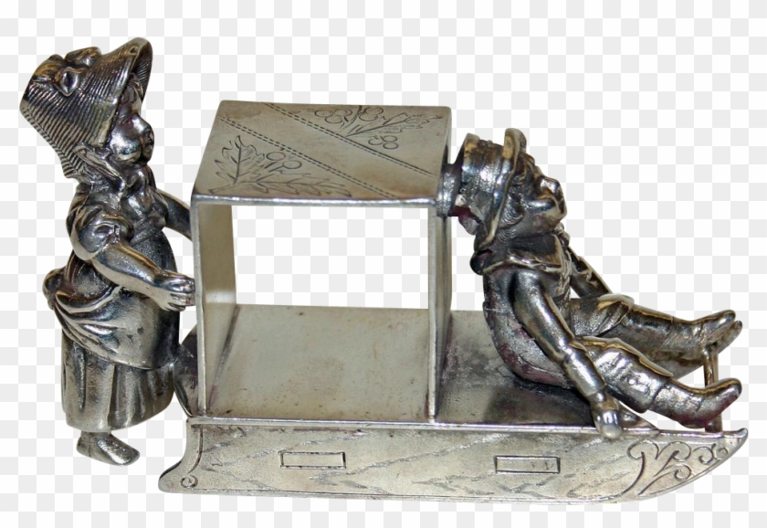 Rare Greenaway Boy & Girl Antique Figural Napkin Ring - Bronze Sculpture Clipart #4980978