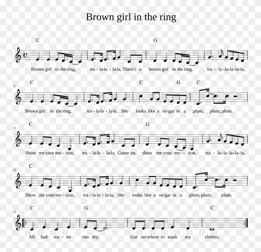 Brown Girl In The Ring Sheet Music For Piano Download 誰 も 見