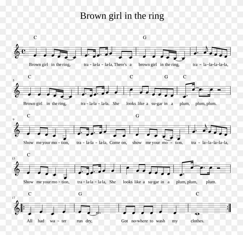 Brown Girl In The Ring Sheet Music For Piano Download - 誰 も 見 た こと の ない こと が 賛美 コード Clipart #4981219