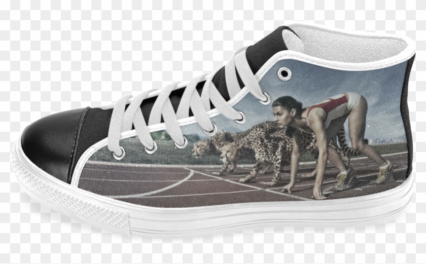 Running Cheetahs Men's Classic High Top Canvas Shoes - Skate Shoe Clipart