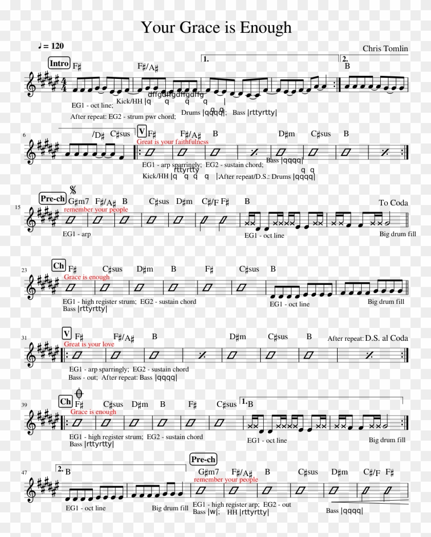 Your Grace Is Enough Sheet Music Composed By Chris - Partitura Somos El Mundo Clipart