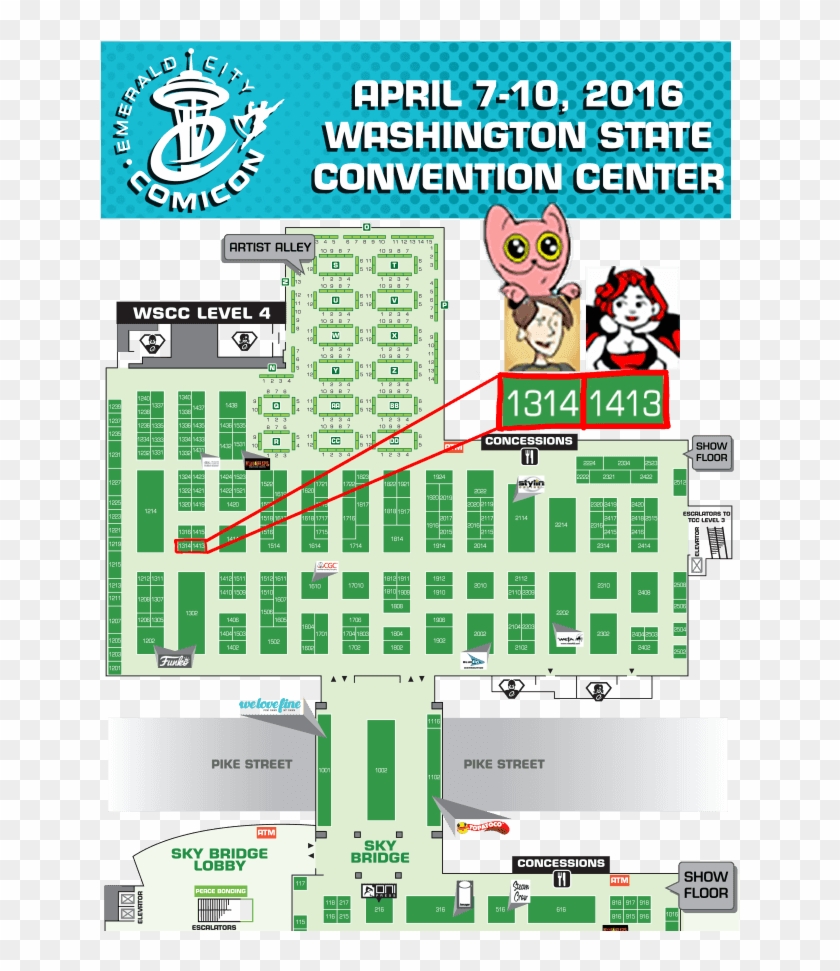 20160403 - Emerald City Comic Con Artist Alley Map Clipart #4987776