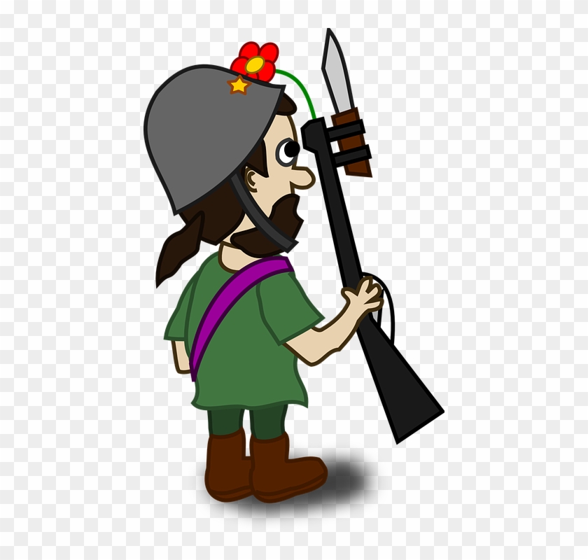 Soldier Army Man Gun Rifle Bayonet Weapon - People In War Animation Clipart