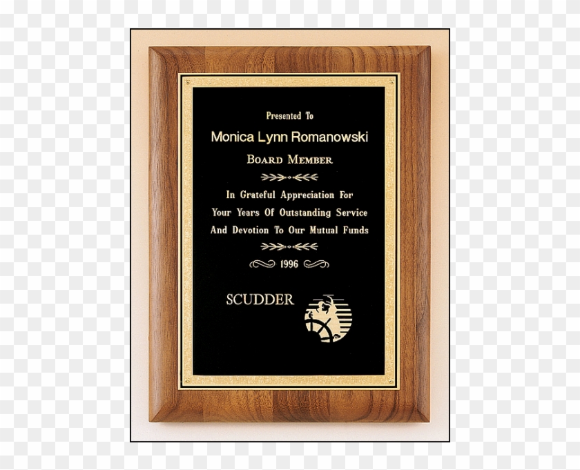 Solid American Walnut Plaque With Engraving Plate With - Recognition Appreciation Plaque Clipart