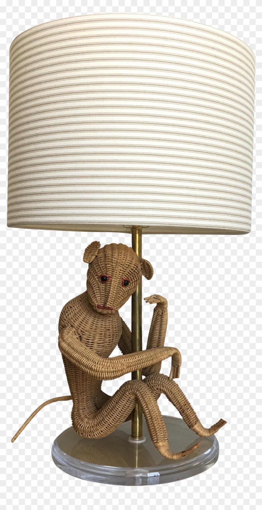 This 1960s Natural Wicker Lamp Features A Large Seated Clipart