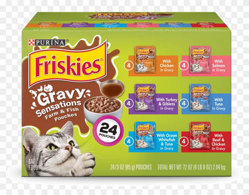 Friskies Gravy Wet Cat Food Variety Pack, Gravy Sensations - Packet Friskies Wet Cat Food Clipart