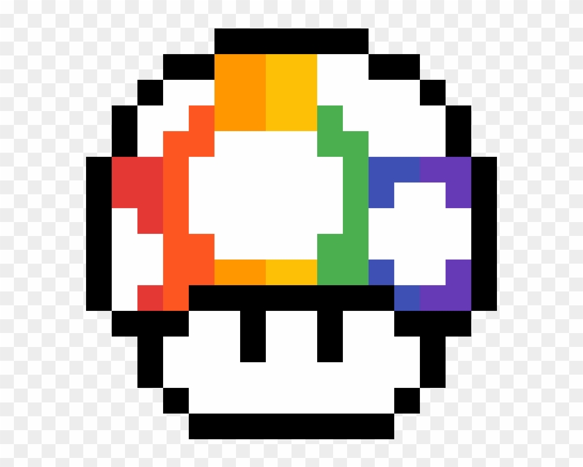 Rainbow Shroom - Pixel Art Mario Bros Clipart