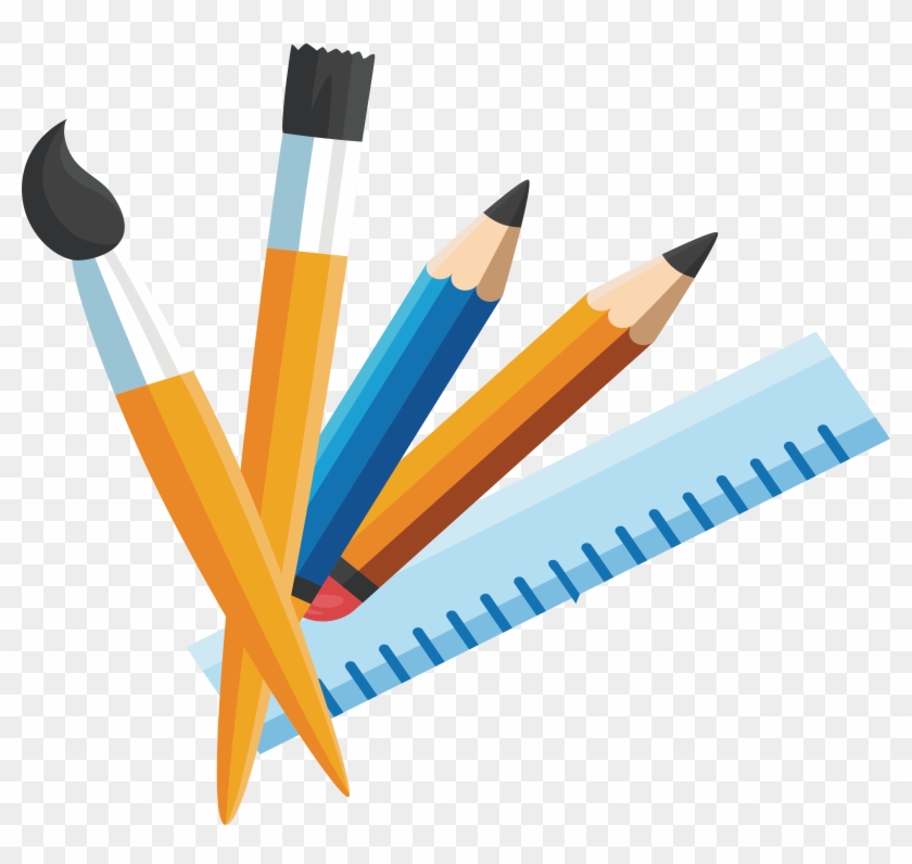 Pencil Stationery Paintbrush - Graphic Design Clipart #4998038