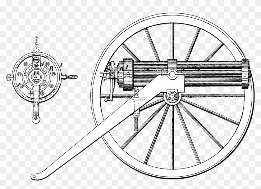 Ripley Gun Patent Img - Gatling Gun Clipart