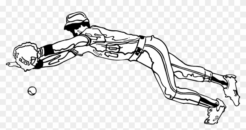 Free Stock Photo - Baseball Catching Black And White Clipart