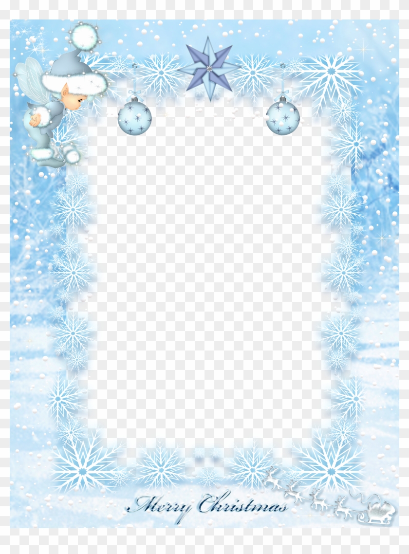 Transparent Kids Christmas Ice Elf Png Photo Frame - Christmas Snow Frame Png Clipart