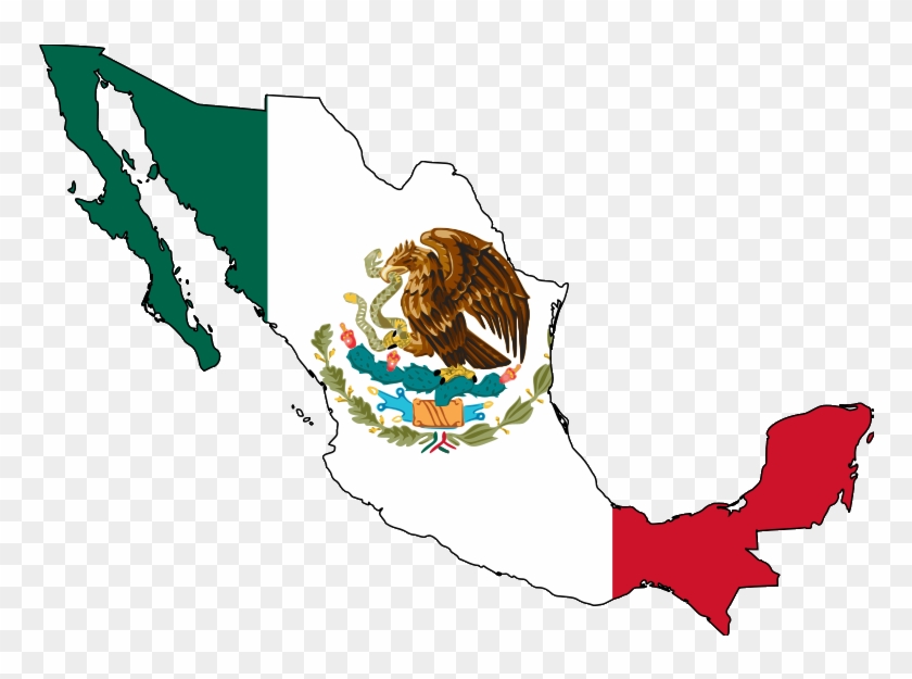 Mexico Map With Flag Clipart #51945