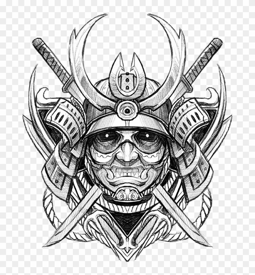 Ghost Tattoo Sketch Japanese Samurai Avatar Drawing - Samurai Tattoo Clipart