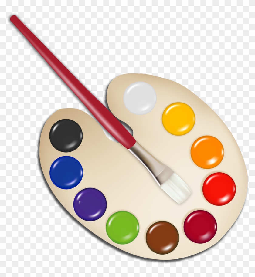 Palette With Paint Brush Png Image - Transparent Background Paint Brush Gif Clipart #54123
