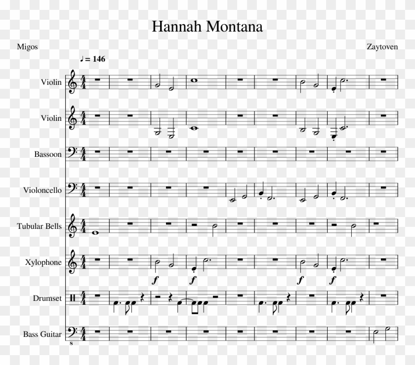 Hannah Montana Sheet Music Composed By Zaytoven 1 Of - Sheet Music Clipart #54306