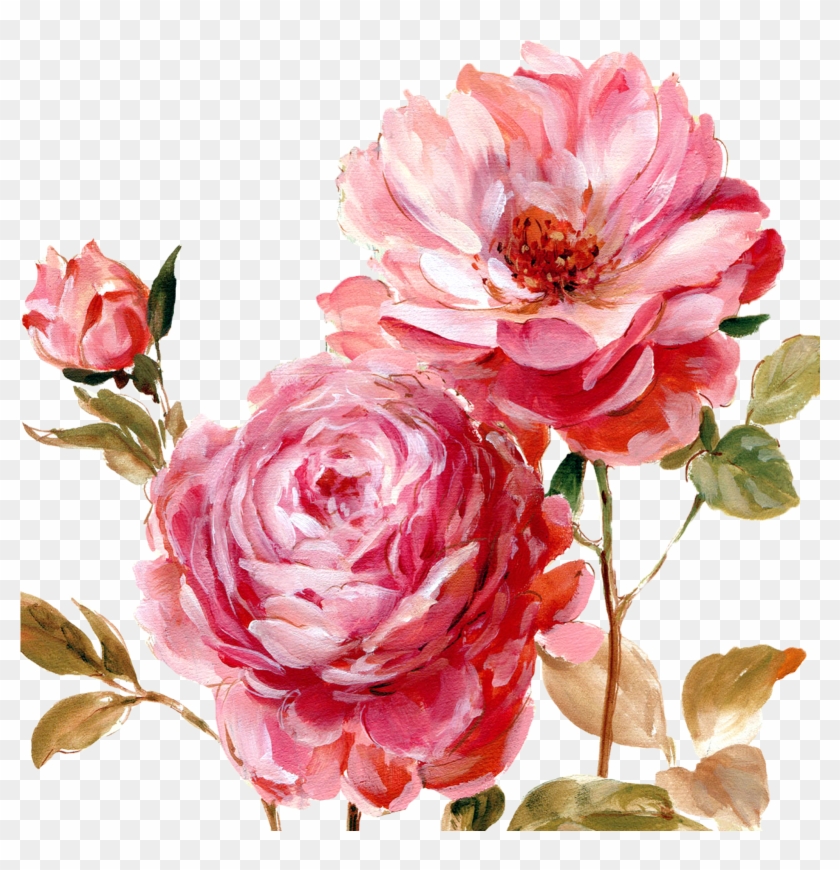 Decoupage Flower, Flower Painting, Flower Painting - Painting Rose Flower Png Clipart