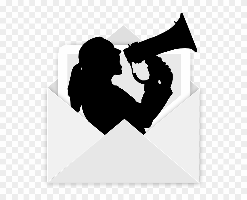 Envelope, Megaphone, Woman, Scream, Barker, Post - Silhouette Clipart #55065