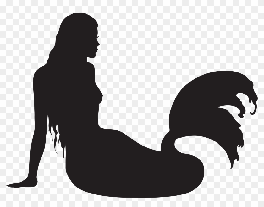 Sitting Mermaid Silhouette Png Clip Art - Mermaid Silhouette Transparent Background #55422