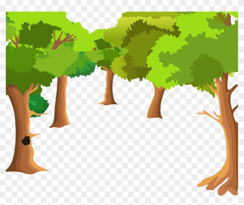 Tree Drawing Vector Forest Painting Cartoon Landscape - Cartoon Picture Of Forest Clipart #55740