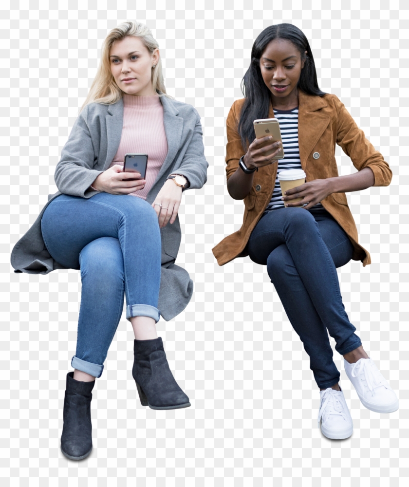 Cut Out Women Friends Sitting - Png Sitting People Cut Out Clipart