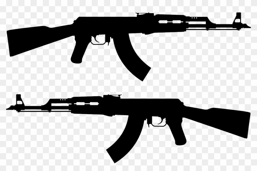 Ak-47 Firearm Gun M16 Rifle - Ak 47 Silhouette Clipart #57136