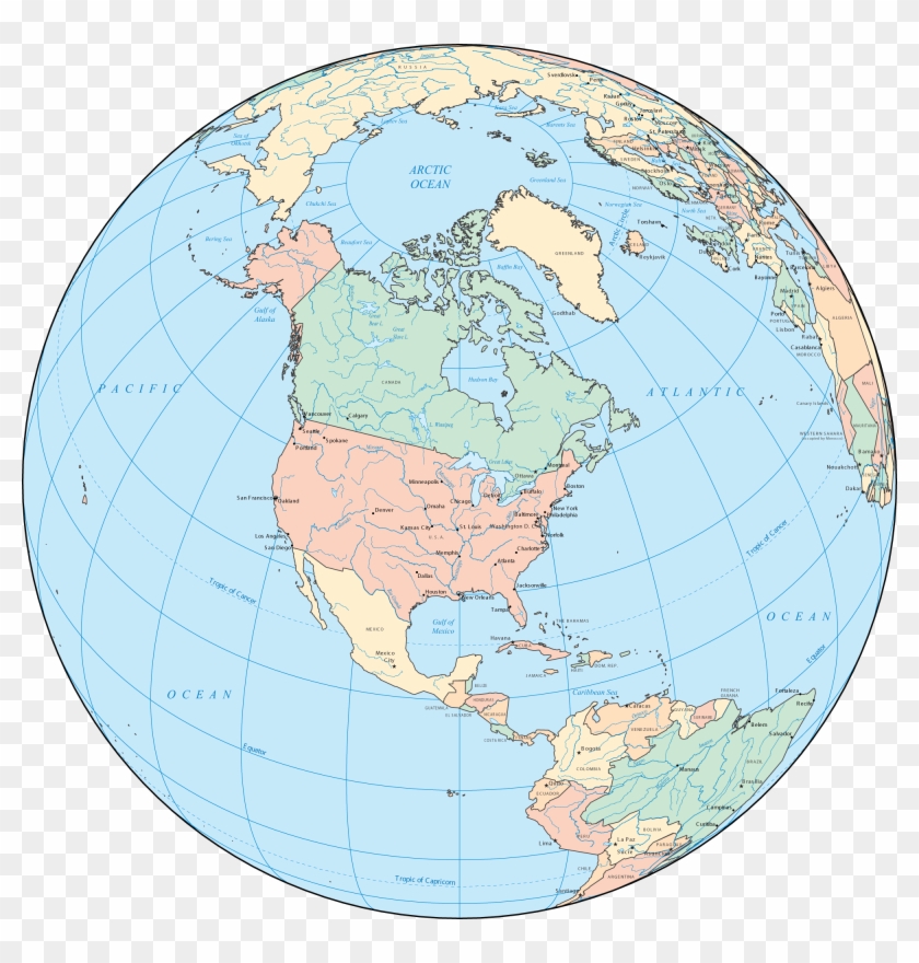 North America Globe - Earth Map North America Clipart #57246