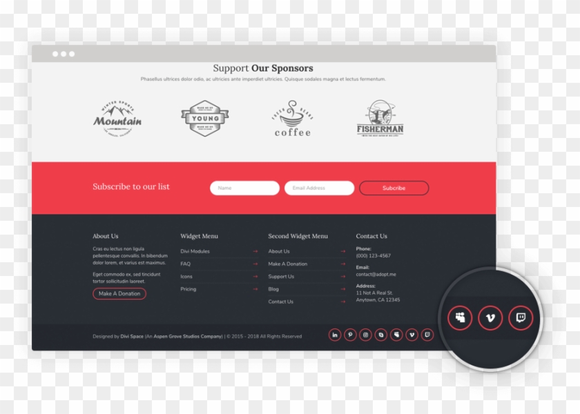 Divi Icon Party Add Icons To Footer - Utility Software Clipart #57512