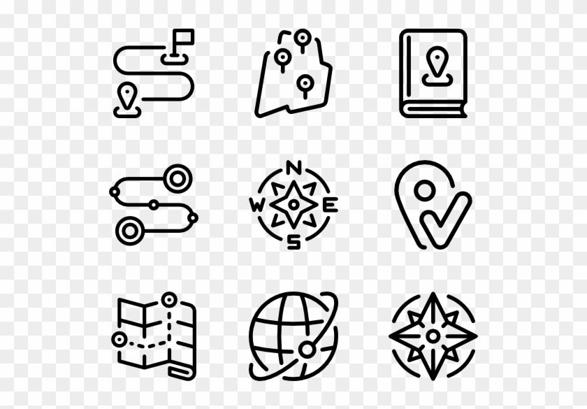 Map, Pins And Navigation - Design Icon Clipart