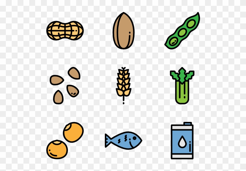 Allergenic Food Color - Nuts Icons Clipart #58952
