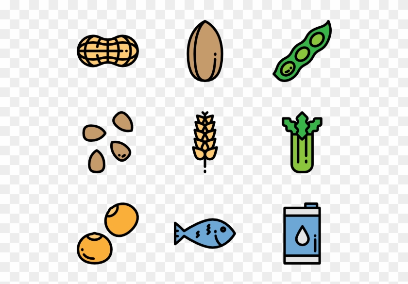 Allergenic Food Color - Nuts Icons Clipart