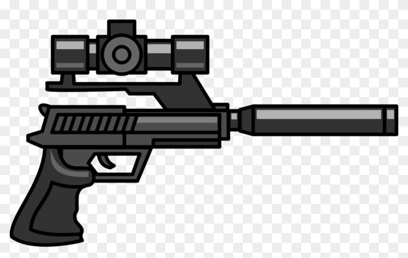 Firearm Sniper Rifle Pistol Gun Silencer - Pistol With Silencer And Scope Clipart #59108