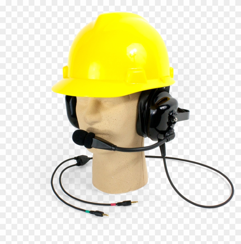 Dual Muff Hardhat Headset Microphone - Hard Hat With Headphones Clipart #59473