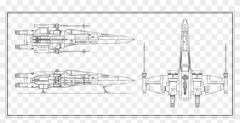 Vader's Tie Fighter - Star Wars X Wing Blueprints Clipart