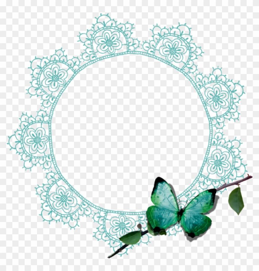 Mq Green Lace Butterfly Frame Frames Border Borders Clipart