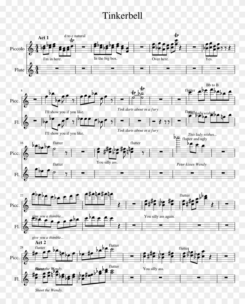 Tinkerbell Flute Sheet Music Clipart