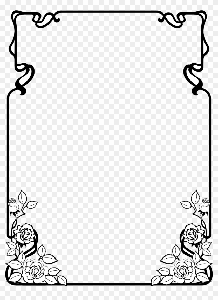 Black Floral Border Png Image - Nature Border Design Black And White Clipart