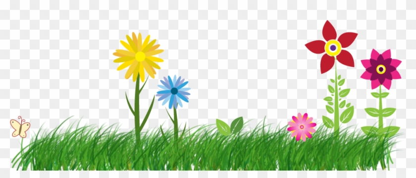 Grass And Flowers Footer Image - Flowers Vector Clipart #503107