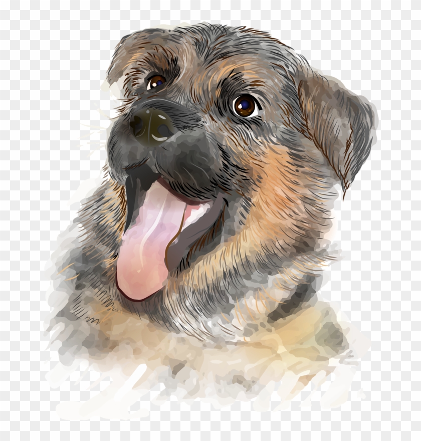 German Shepherd Puppy Pet - Dibujo Pastor Aleman Cachorro Realista Clipart