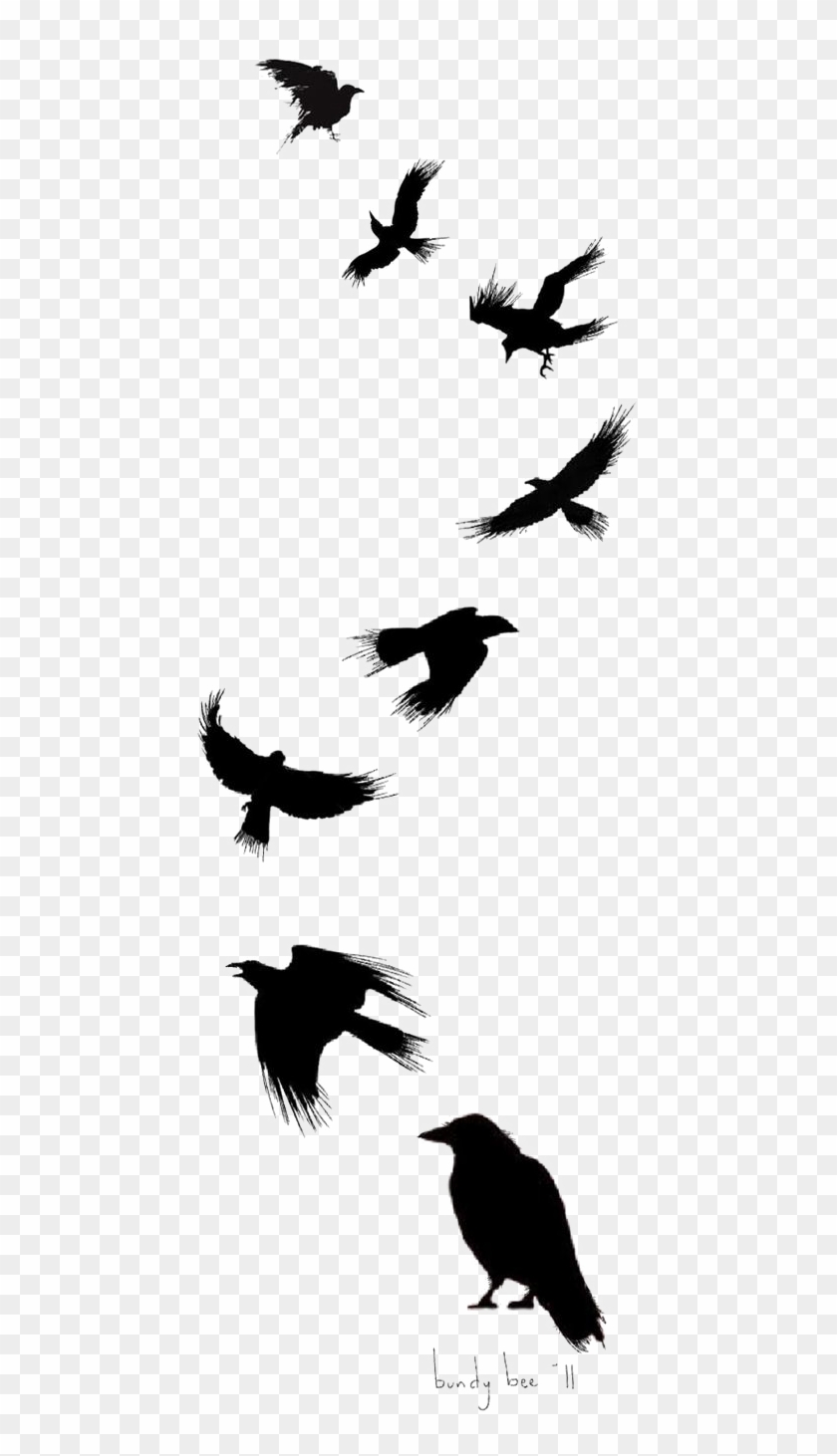 Tattoo Flight Crow Drawing Common Ink Bird Clipart - Flying Raven Silhouette Tattoo - Png Download