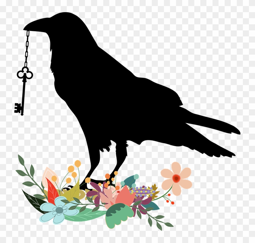 Crow Clipart Free Vector - Raven With Key - Png Download #506393