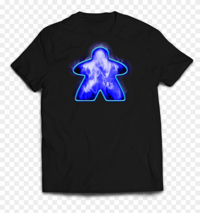 Blue Fire Meeple - Shirt With Text On Back Clipart