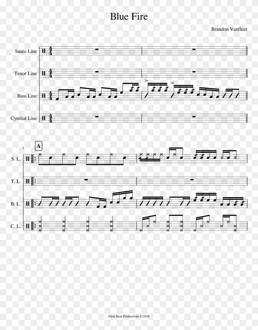 Blue Fire Sheet Music For Percussion Download Free - Sheet Music Clipart #507986