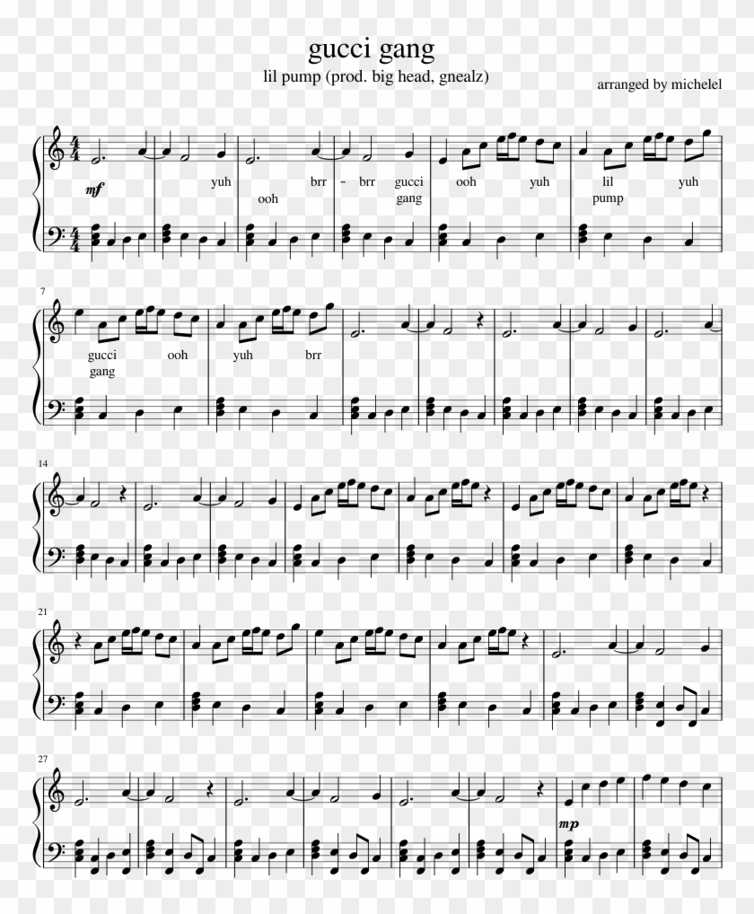 Lil Pump Piano Tutorial - Bad Boy Red Velvet Sheet Music Clipart